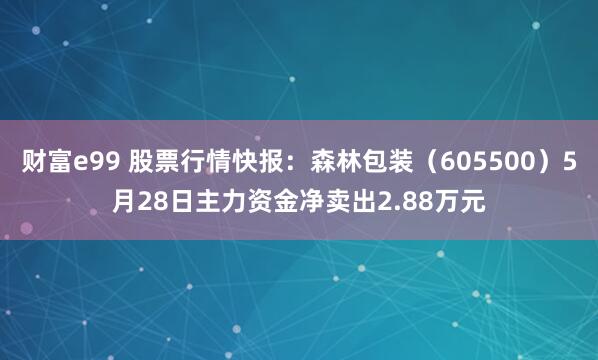 财富e99 股票行情快报：森林包装（605500）5月28日主力资金净卖出2.88万元