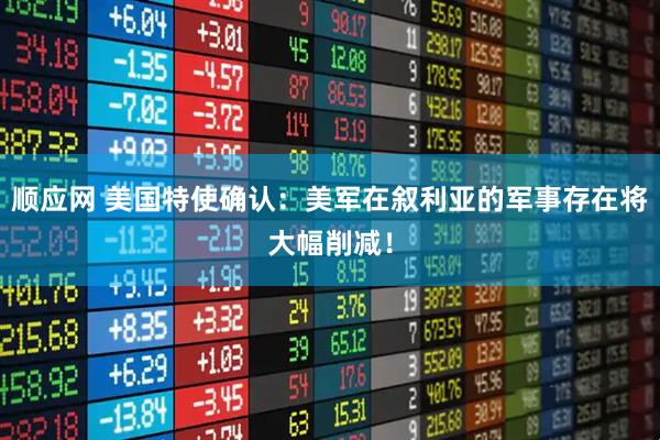 顺应网 美国特使确认：美军在叙利亚的军事存在将大幅削减！